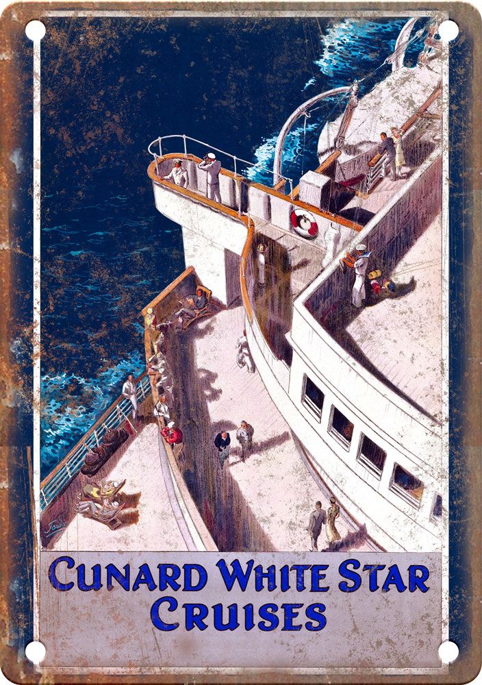 Vintage Cunard Travel Poster Reproduction Metal Sign