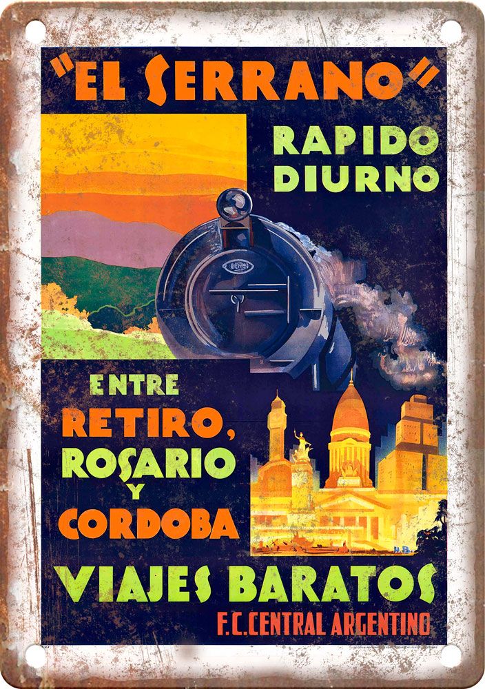 Vintage Argentina Travel Poster Reproduction Metal Sign