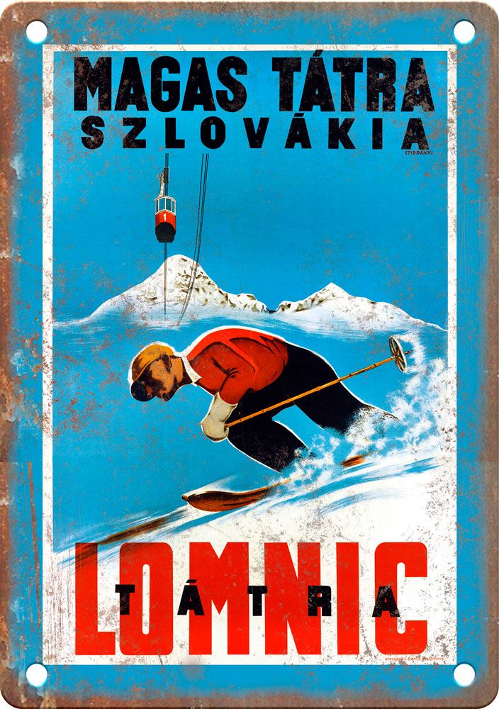 Vintage Szlovakia Travel Poster Reproduction Metal Sign