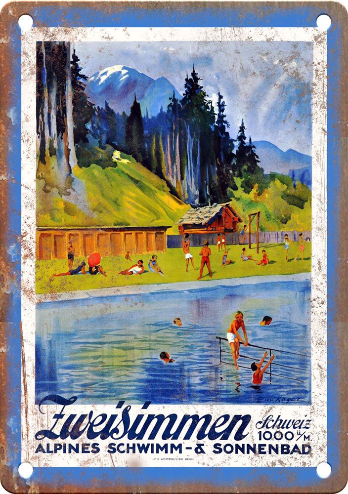 Vintage Eueisimmen Travel Poster Reproduction Metal Sign