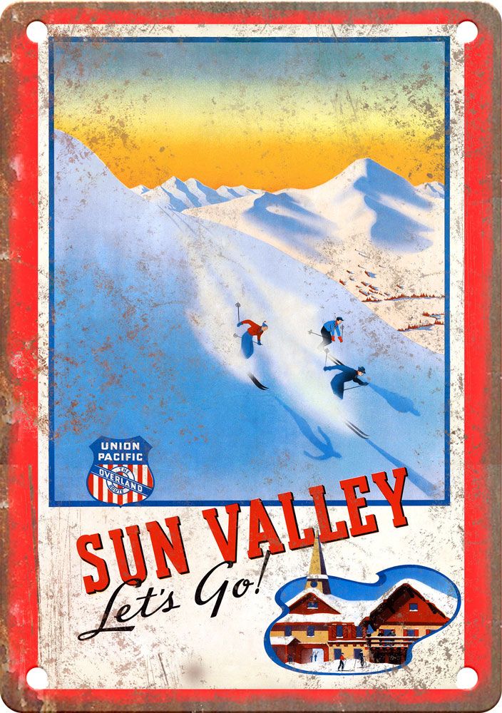Vintage Sun Valley Travel Poster Reproduction Metal Sign