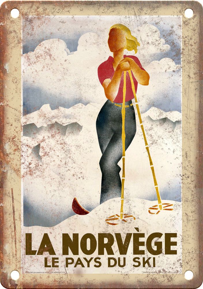 Vintage La Norvege Travel Poster Reproduction Metal Sign