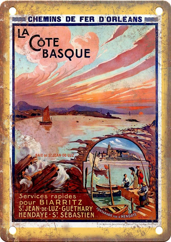 Vintage La cote Basque Travel Poster Reproduction Metal Sign
