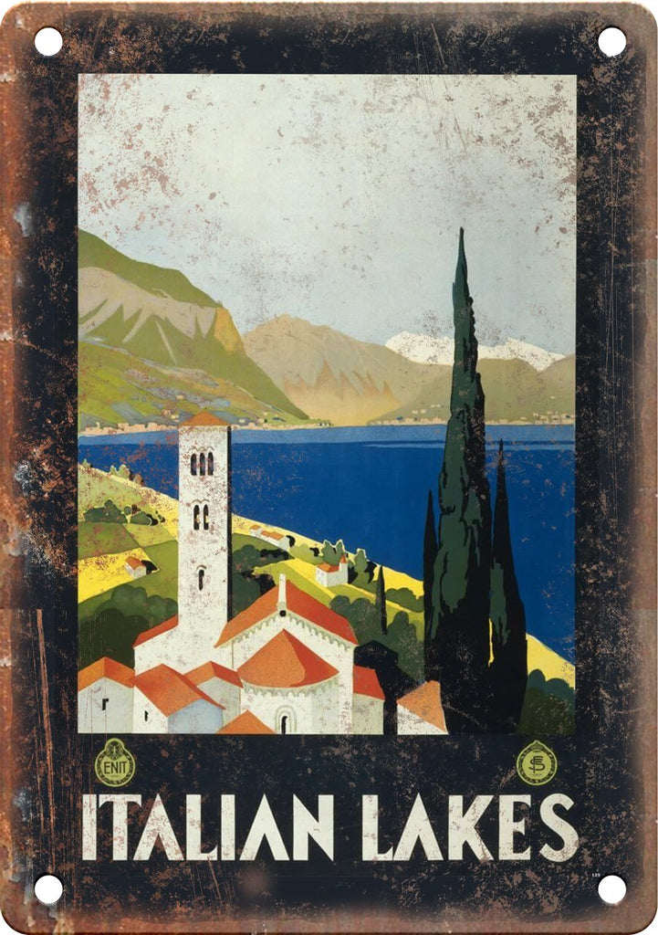 Italian Lakes Vintage Travel Poster Art Metal Sign