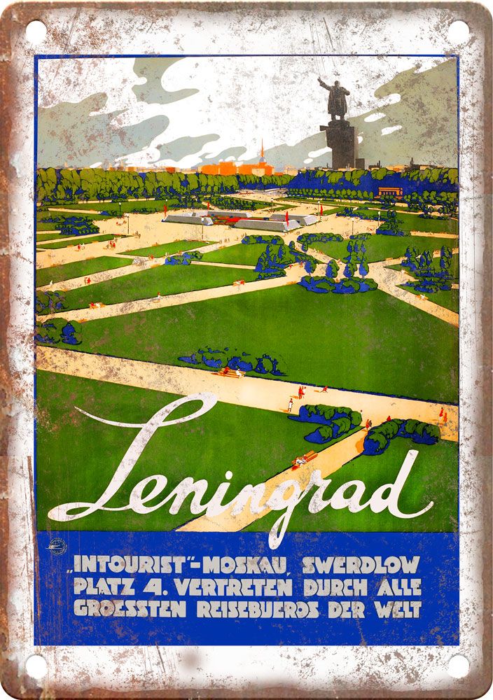 Vintage Leningrad Travel Poster Reproduction Metal Sign