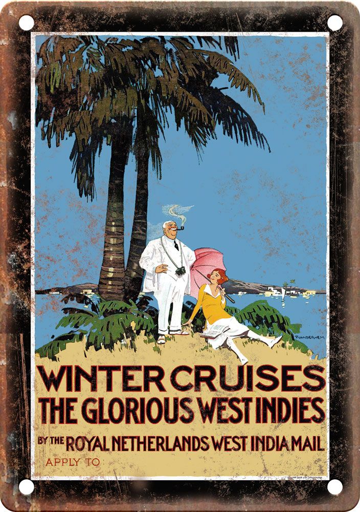 Vintage West Indies Travel Poster Reproduction Metal Sign