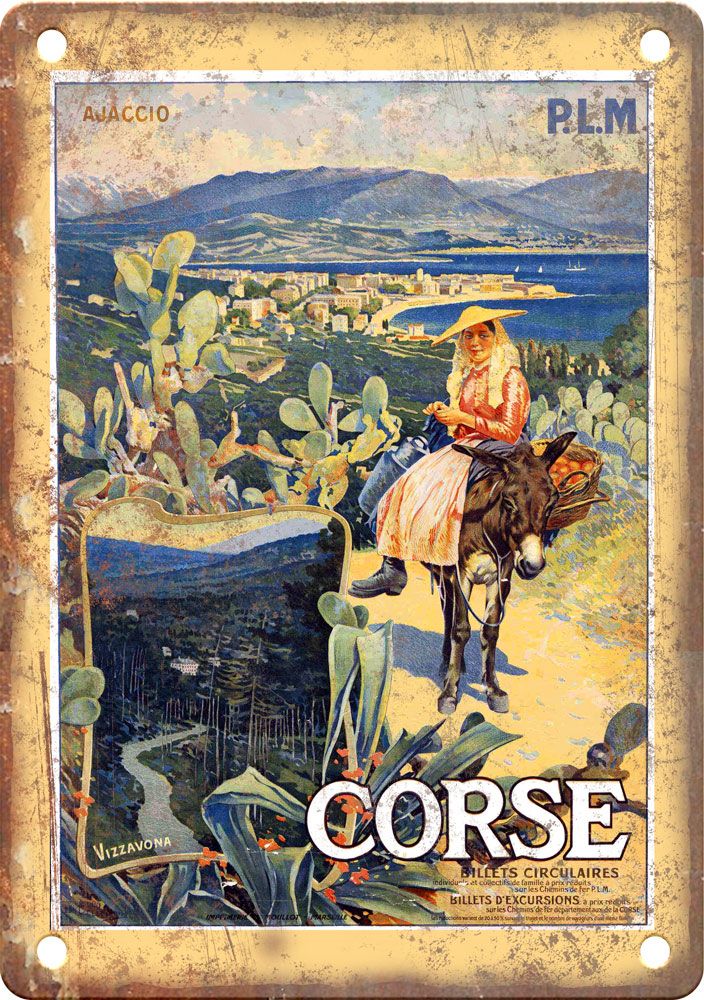Vintage Corse France Travel Poster Reproduction Metal Sign
