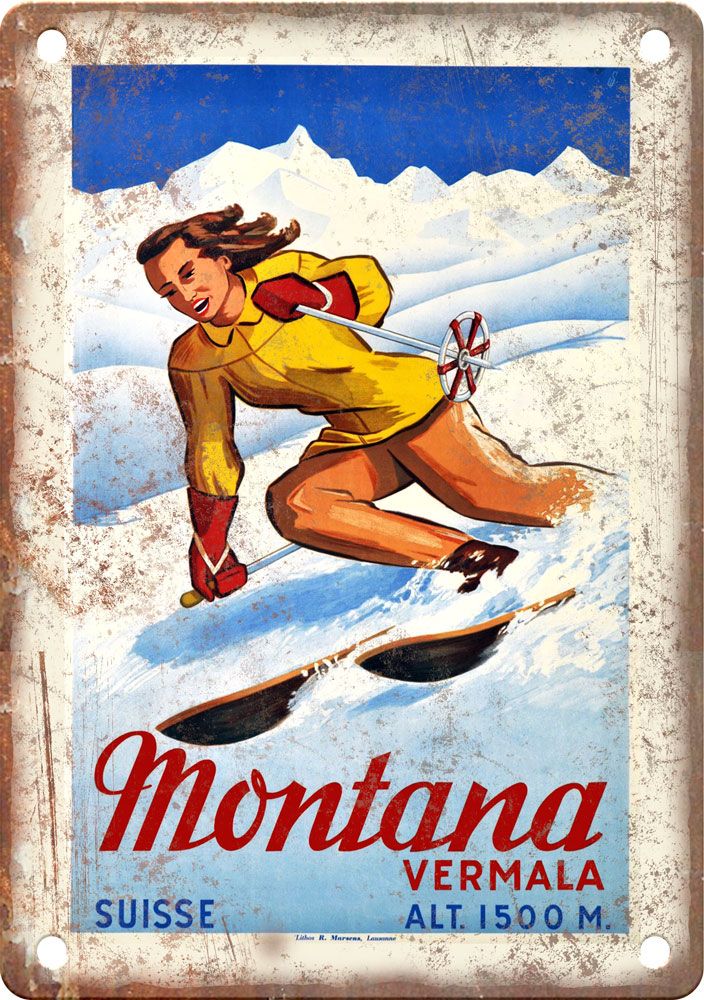 Vintage Montana Vermala Travel Poster Reproduction Metal Sign