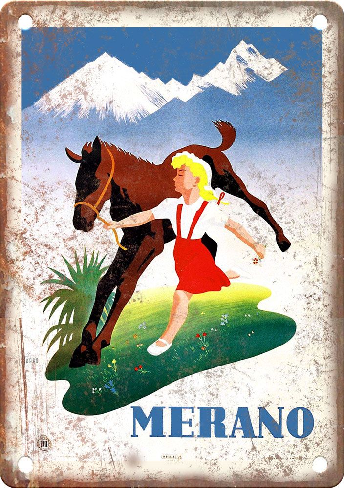 Vintage Merano Italy Travel Poster Reproduction Metal Sign