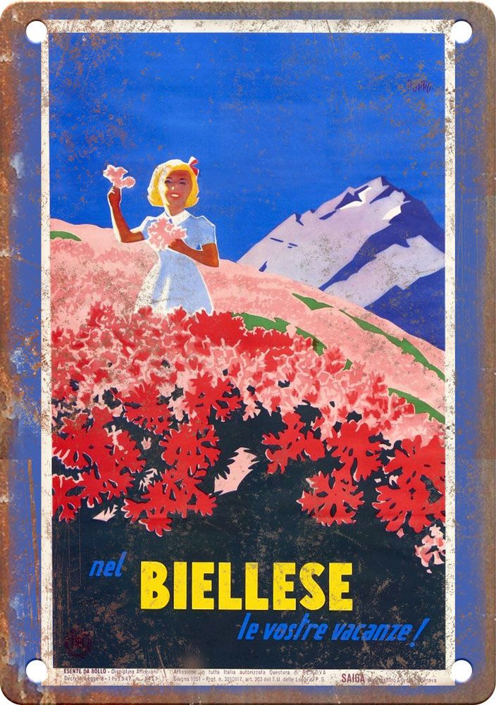 Vintage Biellese Travel Poster Reproduction Metal Sign