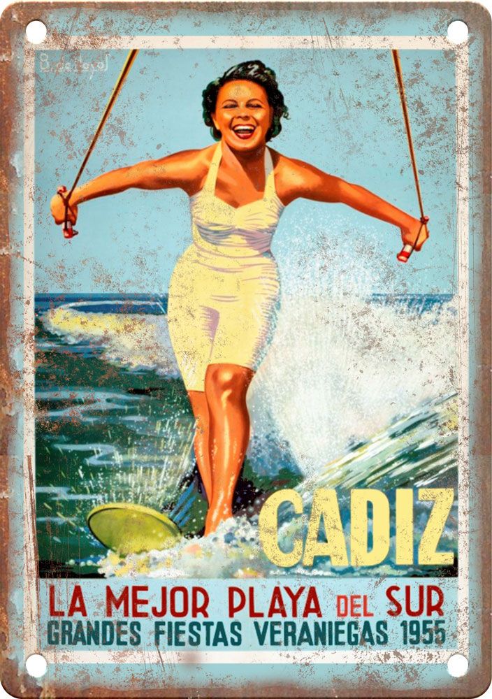 Vintage Cadiz Spain Travel Poster Reproduction Metal Sign