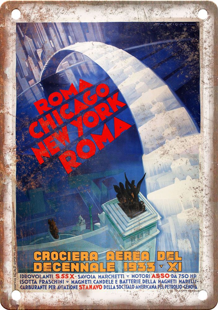 Vintage Rome New York Travel Poster Reproduction Metal Sign