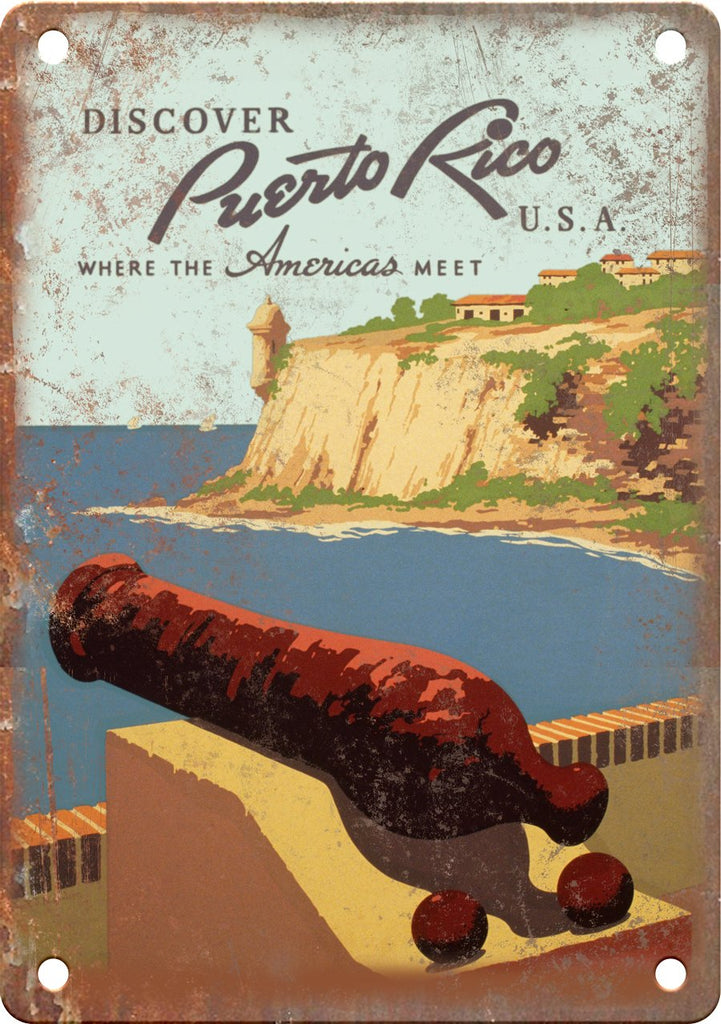 Puerto Rico Vintage Travel Poster Art Metal Sign