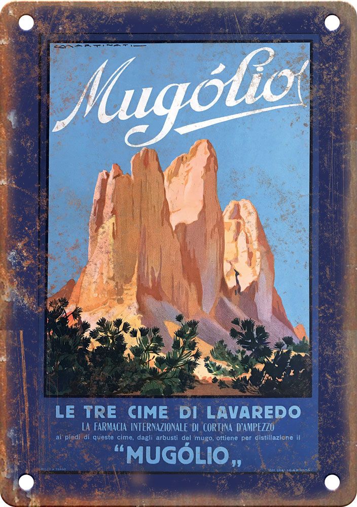 Vintage Mugolio Travel Poster Reproduction Metal Sign