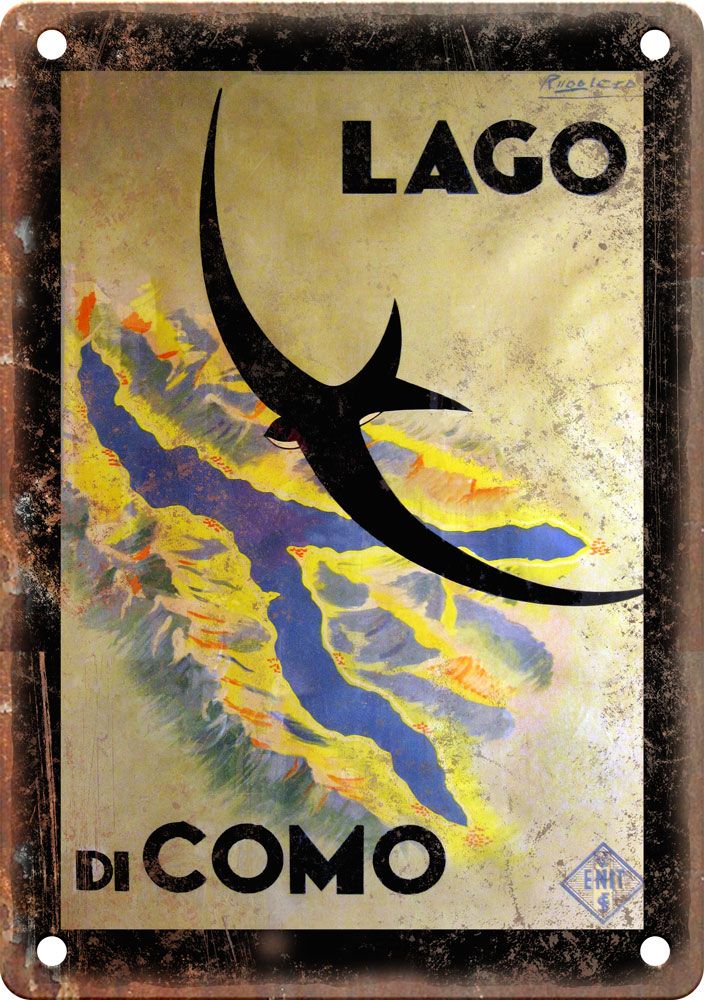 Vintage Lago Di Como Travel Poster Reproduction Metal Sign T359