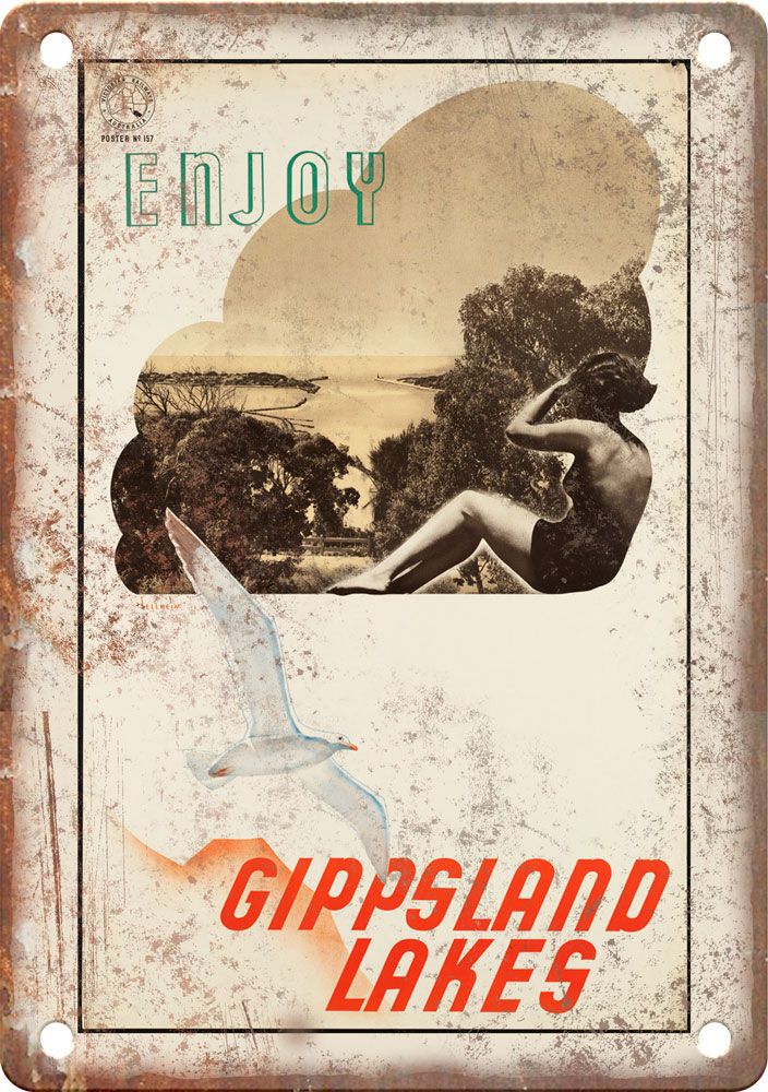 Vintage Gippsland Lakes Travel Poster Reproduction Metal Sign T362