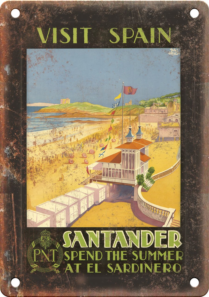 Spain Santander Travel Poster Art Metal Sign