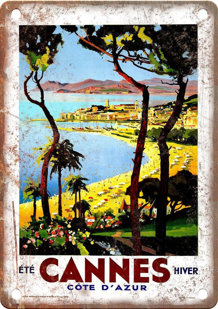 Cannes Vintage Travel Poster Art Metal Sign