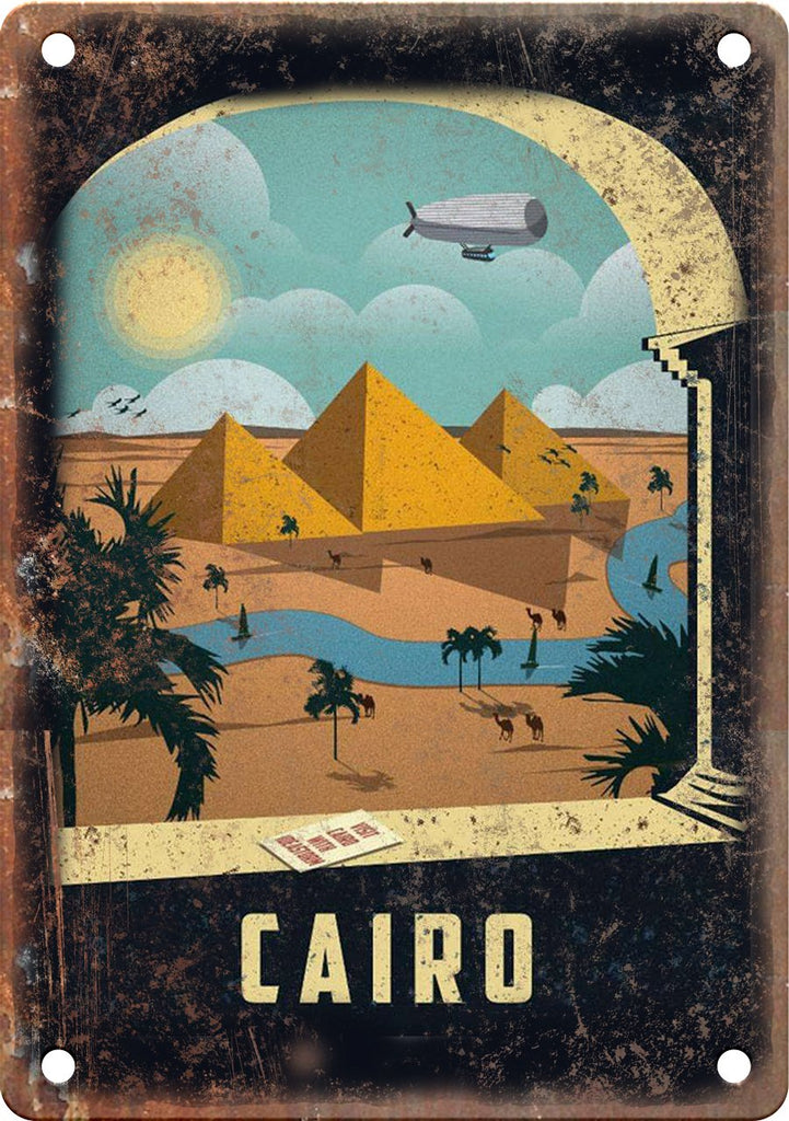 Cairo Egypt Vintage Travel Poster Art Metal Sign