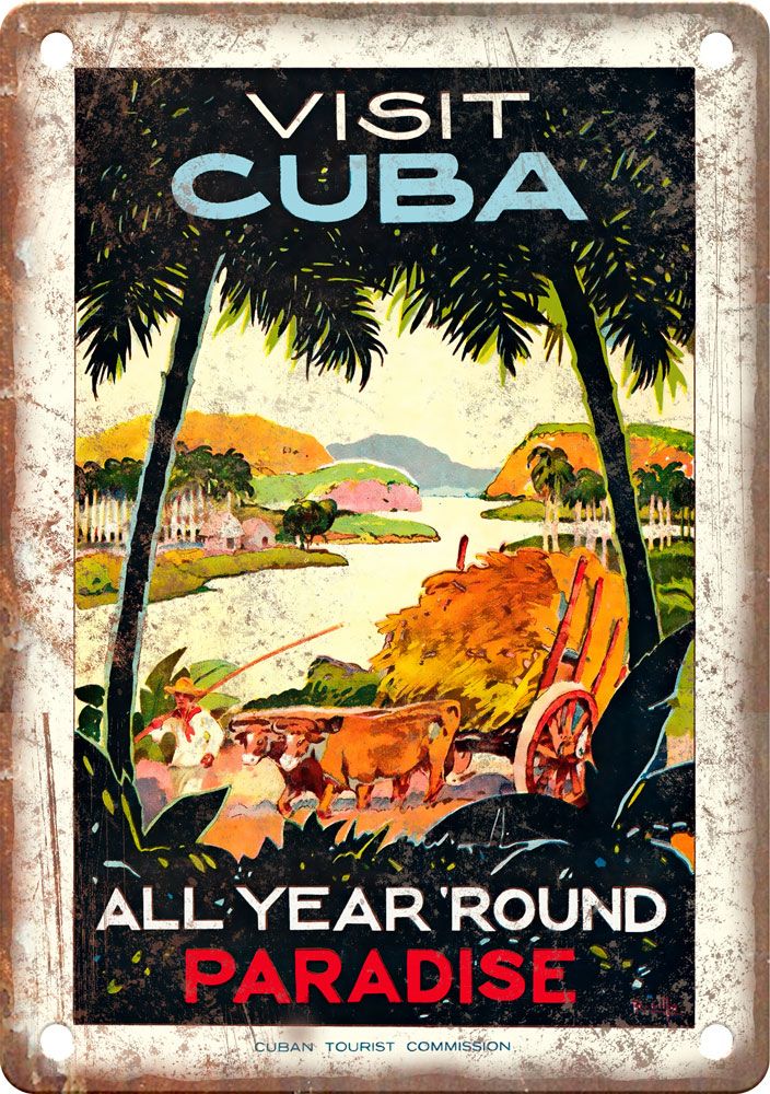 Vintage Cuba Travel Poster Reproduction Metal Sign T447