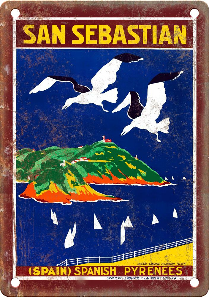 Vintage San Sebastian Travel Poster Reproduction Metal Sign T454