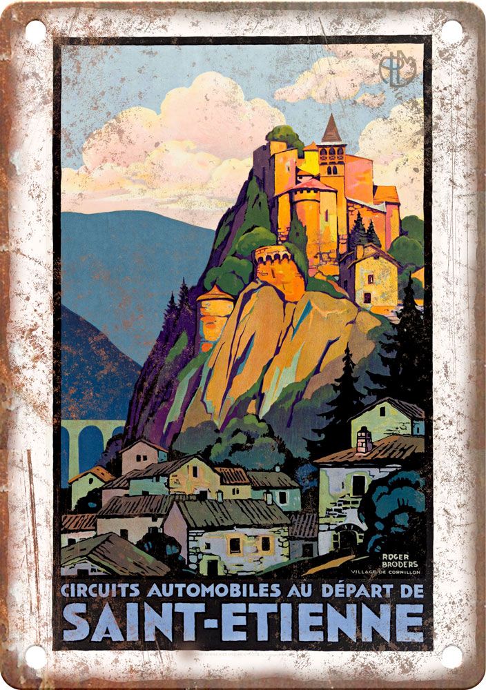 Vintage Saint Etienne Travel Poster Reproduction Metal Sign