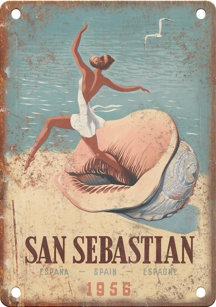 San Sebastian Spain Vintage Travel Poster Metal Sign