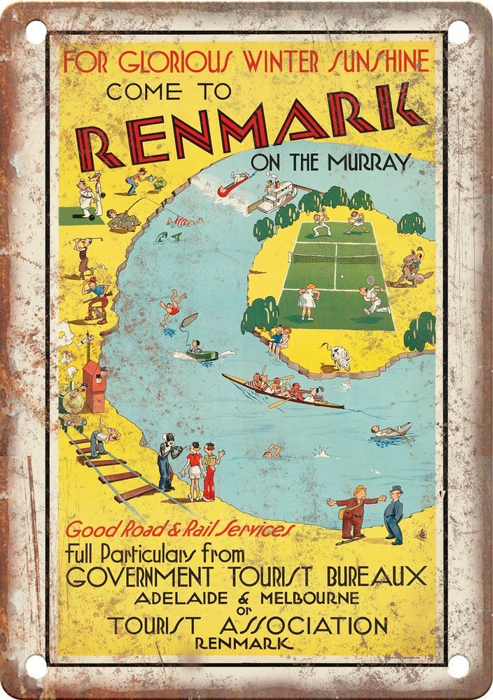 Vintage Renmark Travel Poster Reproduction Metal Sign