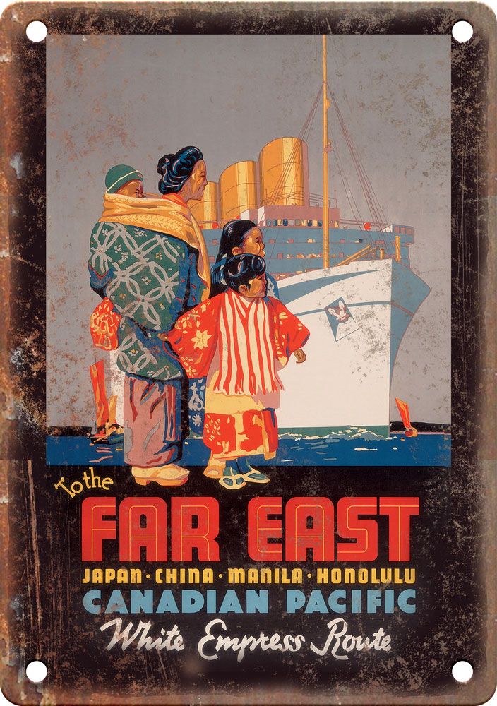 Vintage Far East Travel Poster Reproduction Metal Sign