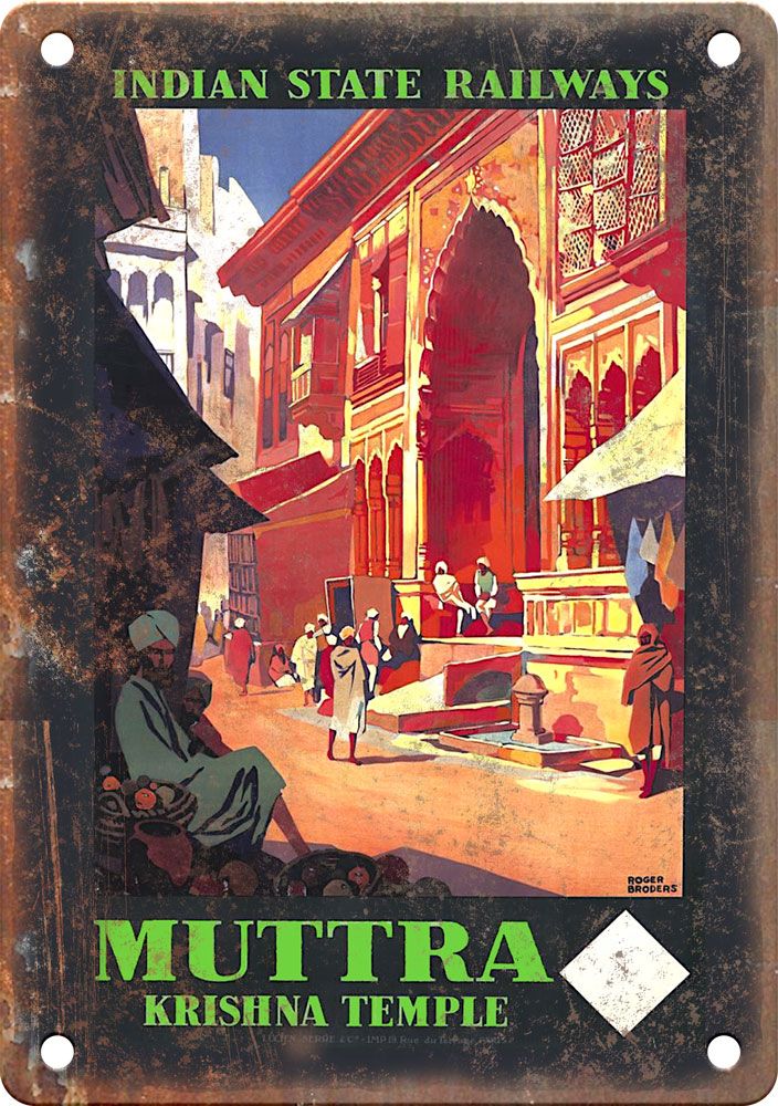 Vintage Muttra Travel Poster Reproduction Metal Sign