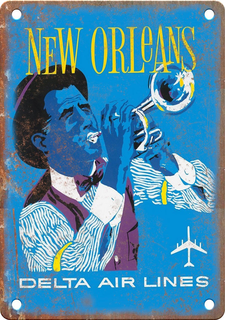 New Orleans Delta Air Lines Travel Poster Metal Sign