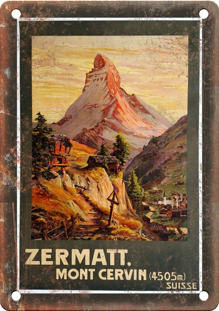 Vintage Mont Cervin Travel Poster Reproduction Metal Sign