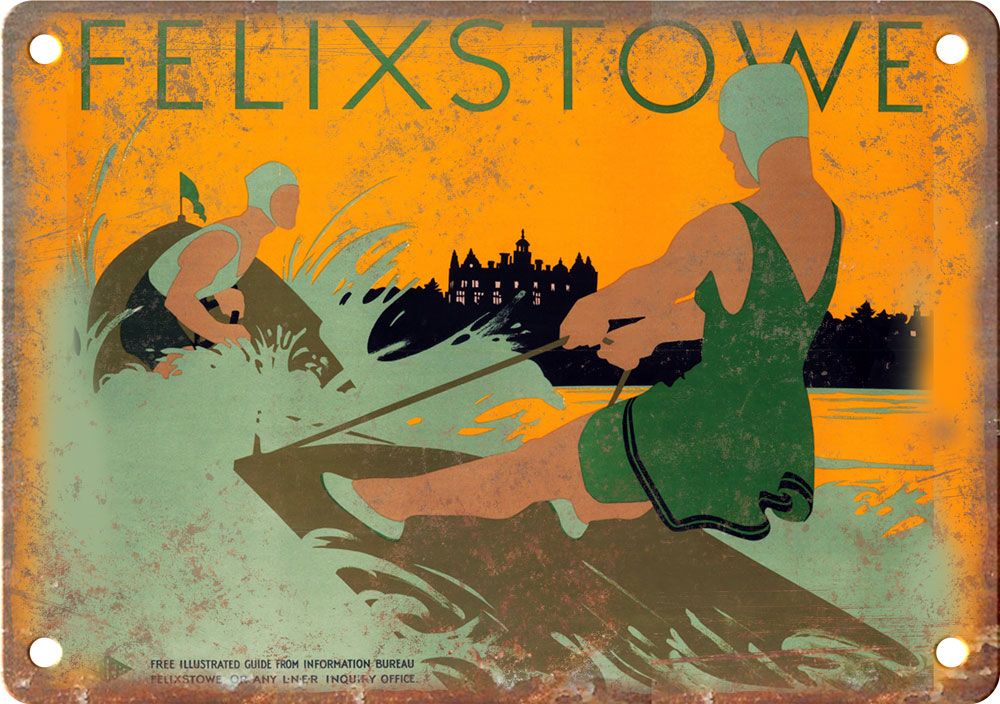 Vintage Felizstowe Travel Poster Reproduction Metal Sign