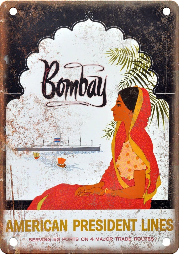 Bombay India Vintage Travel Poster Art Metal Sign