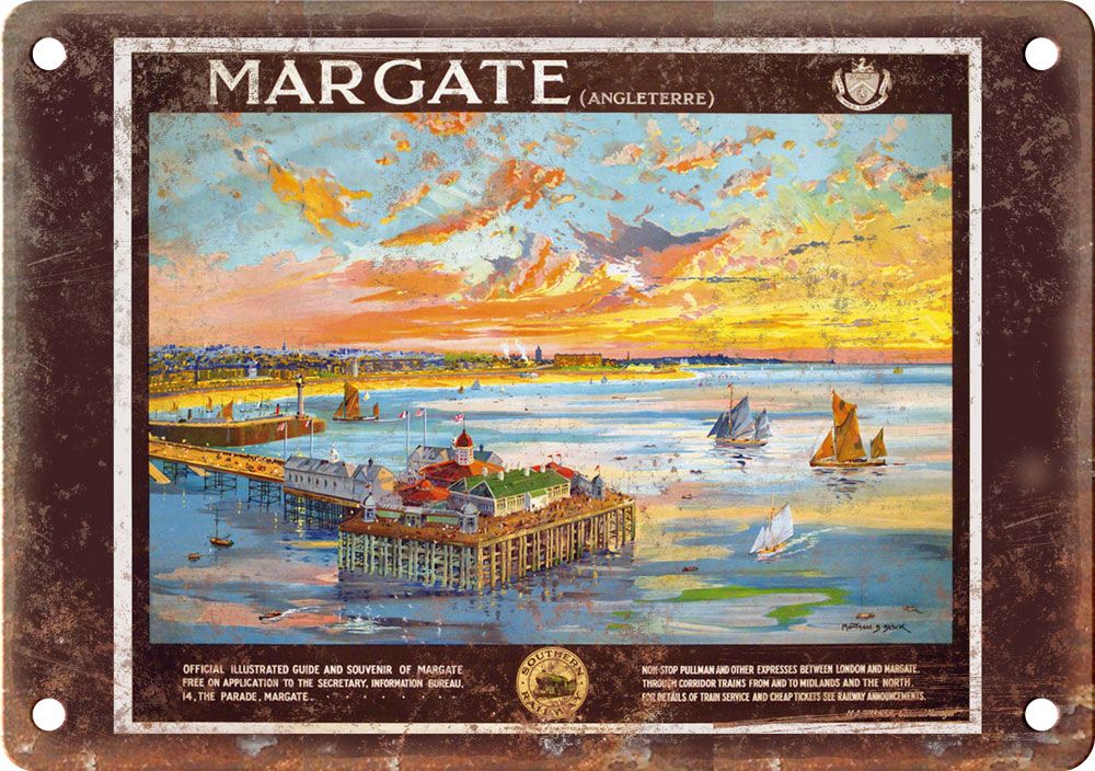 Vintage Margate Travel Poster Reproduction Metal Sign
