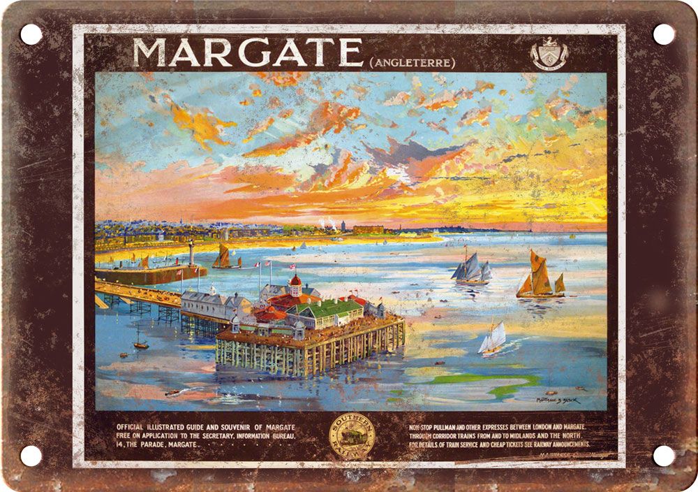 Vintage Margate Travel Poster Reproduction Metal Sign | Rusty Walls ...