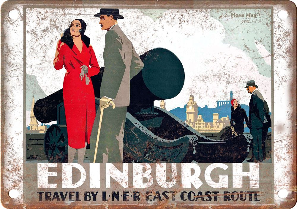 Vintage Edinburgh Travel Poster Reproduction Metal Sign