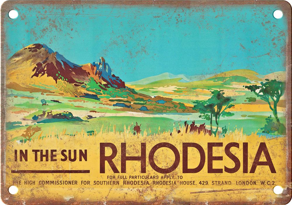 Vintage Rhodesia Travel Poster Reproduction Metal Sign