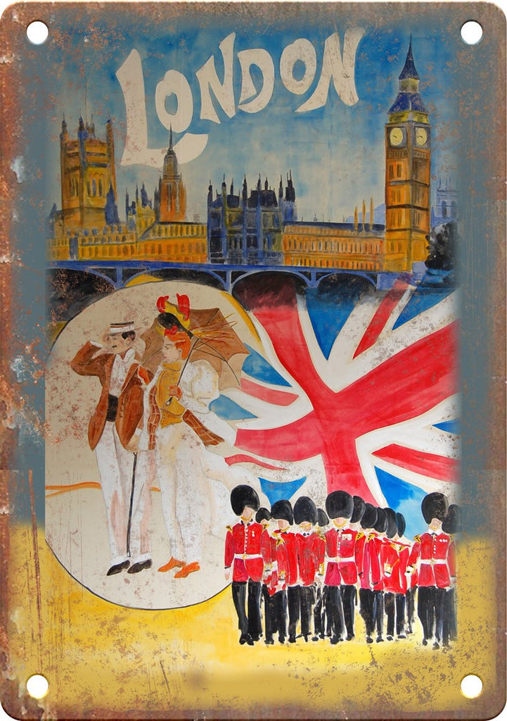 Vintage London England Travel Poster Metal Sign