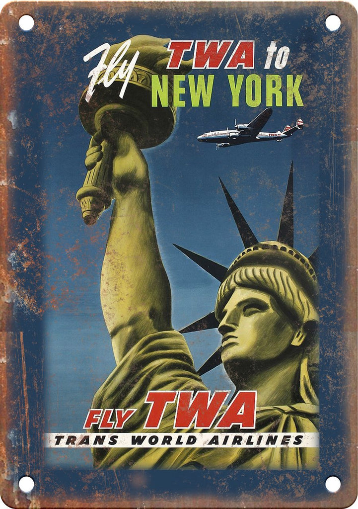 TWA Airlines New York City Travel Poster Metal Sign