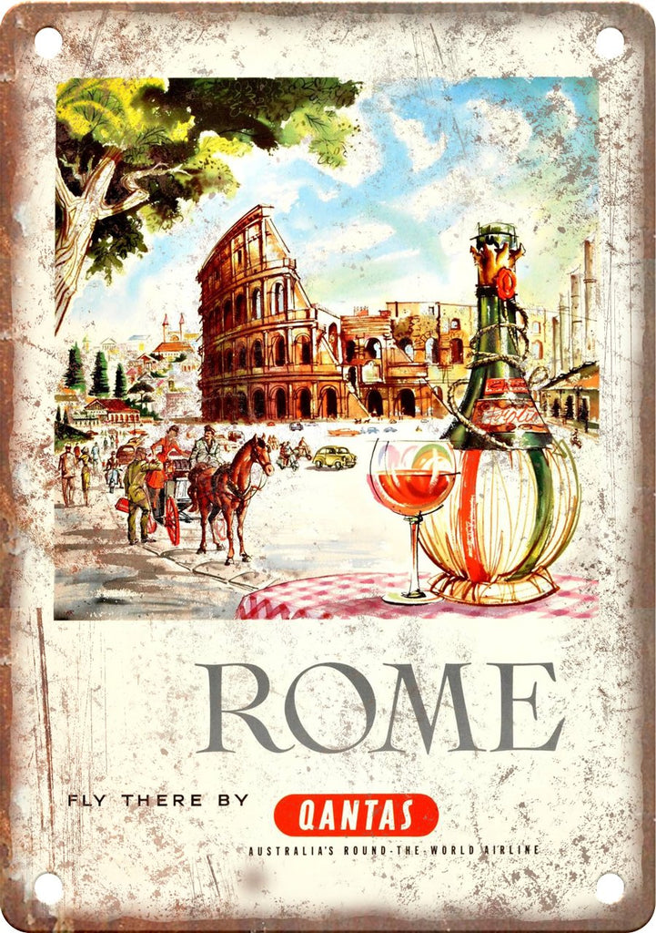 Rome Italy Vintage Travel Poster Metal Sign