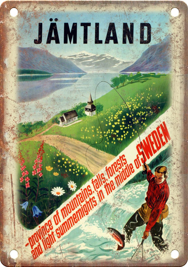 Jamtland Sweden Vintage Travel Poster Metal Sign