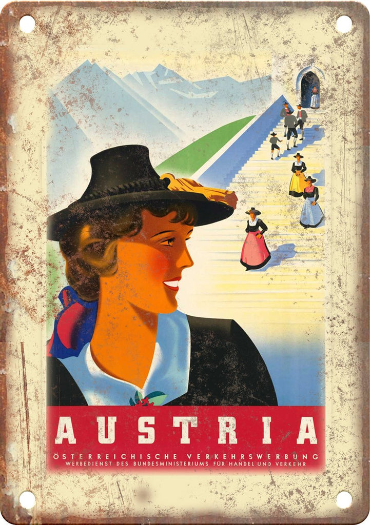 Austria Vintage Travel Poster Art Metal Sign