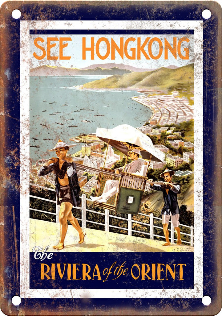 Hong Kong Vintage Travel Poster Art Metal Sign