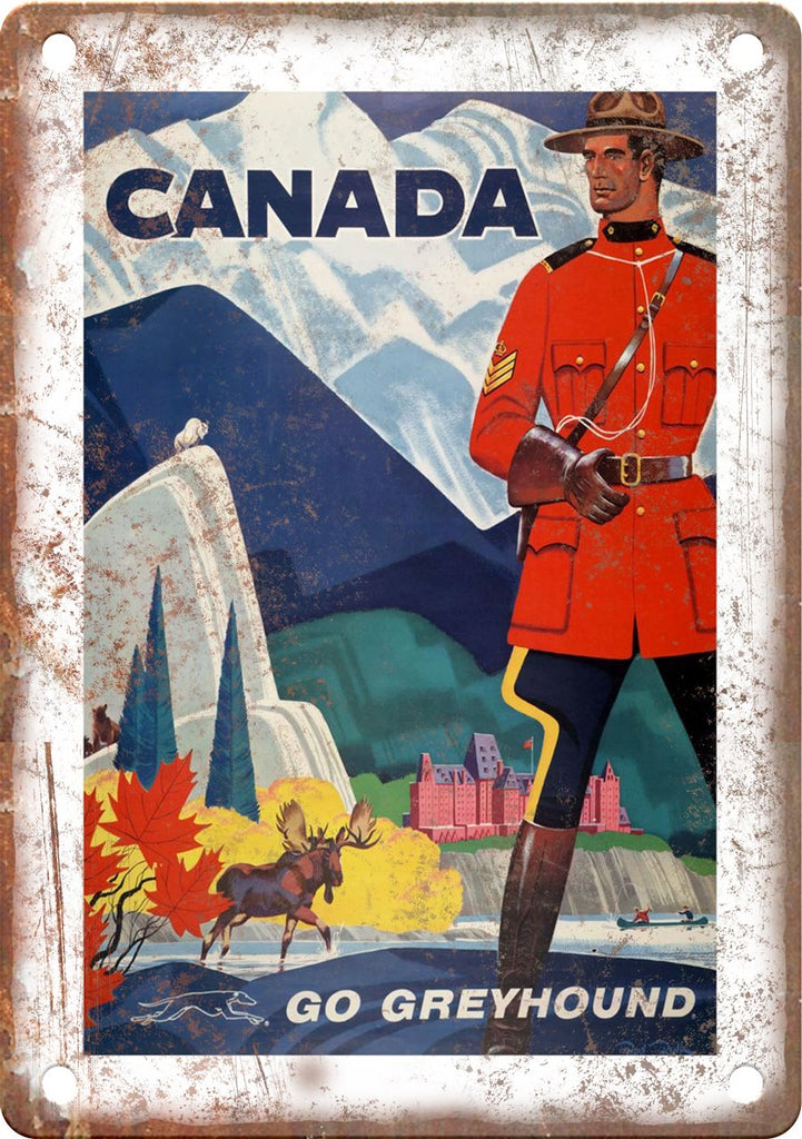 Canada Greyhound Vintage Travel Poster Art Metal Sign