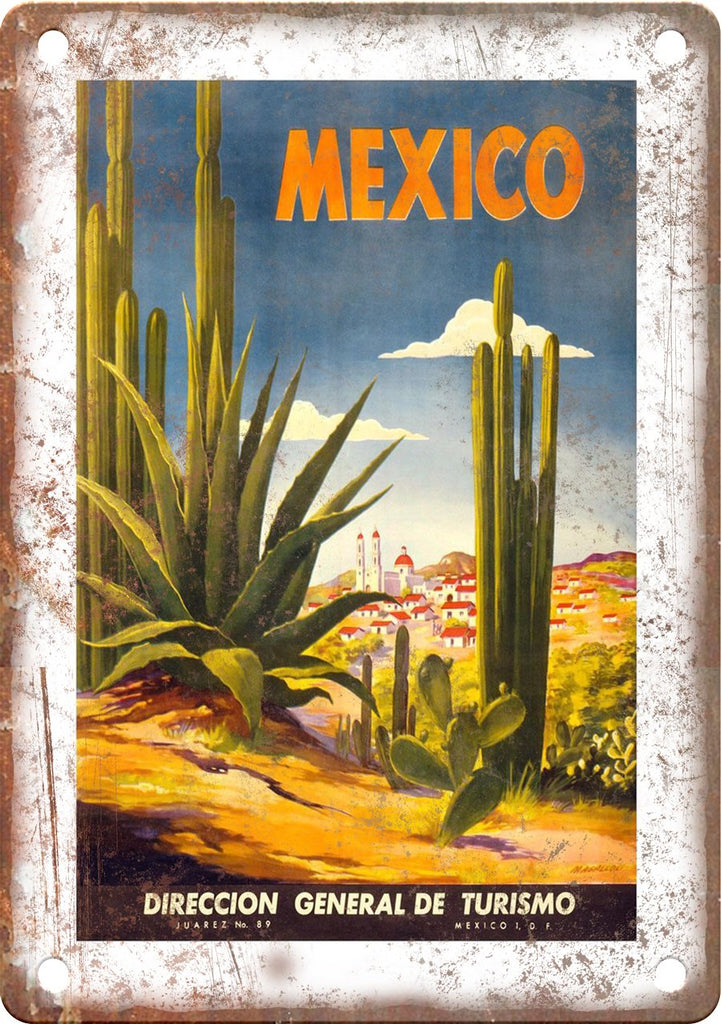 Mexico Vintage Travel Poster Art Metal Sign