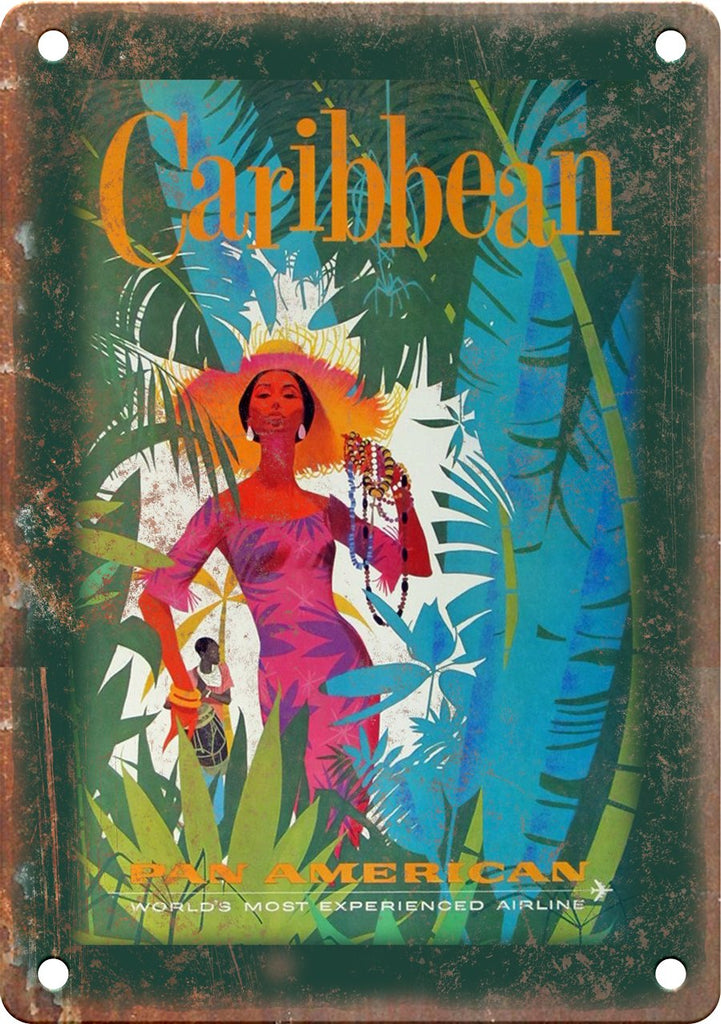 Caribbean Vintage Travel Poster Art Metal Sign