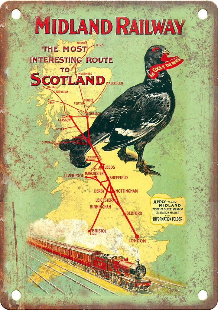 Midland Railway Scotland Travel Poster Metal Sign
