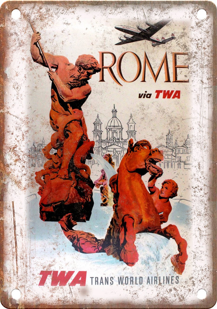 Rome Italy TWA Travel Poster Art Metal Sign