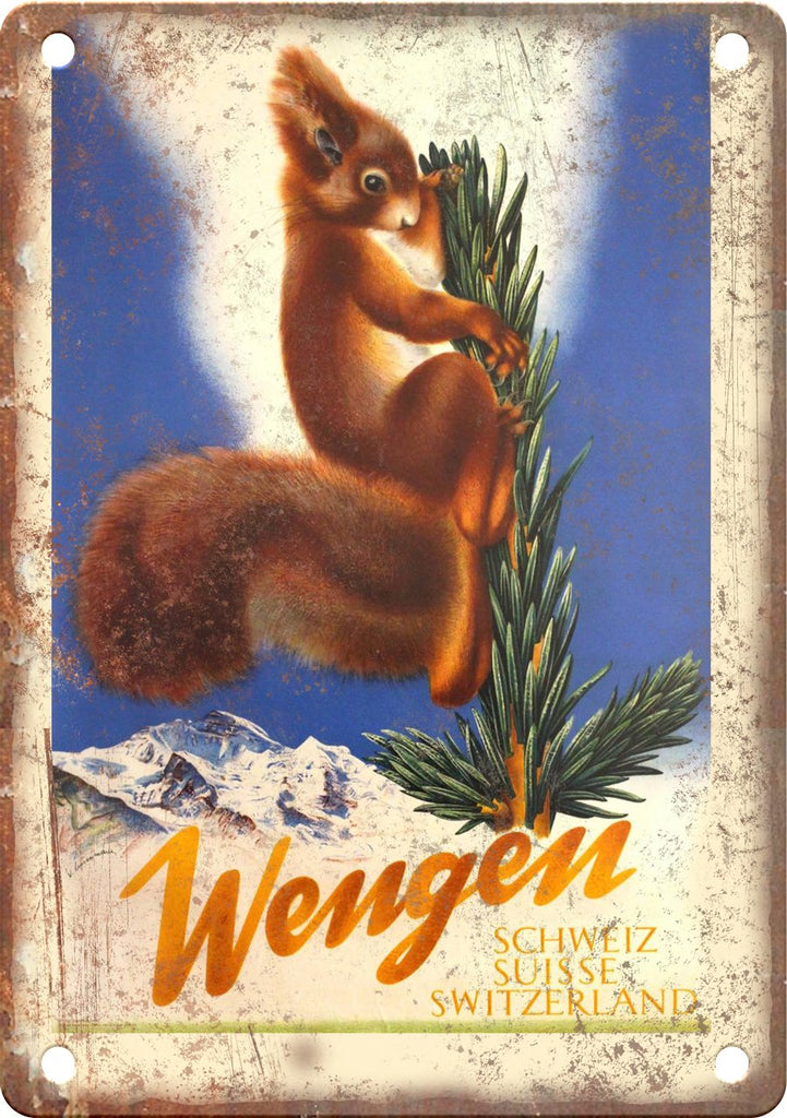 Wengen Switzerland Travel Poster Art Metal Sign